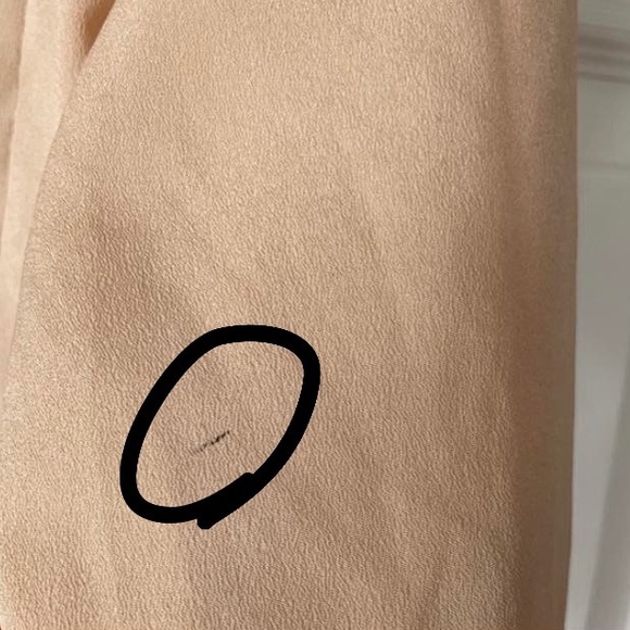 New York and company tan beige orange red button front long sleeve blouse top - Picture 8 of 17